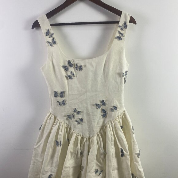 Agua by Agua Bendita Dresses & Skirts - Agua By Agua Bendita Lima Embroidered Butterfly Linen Dress